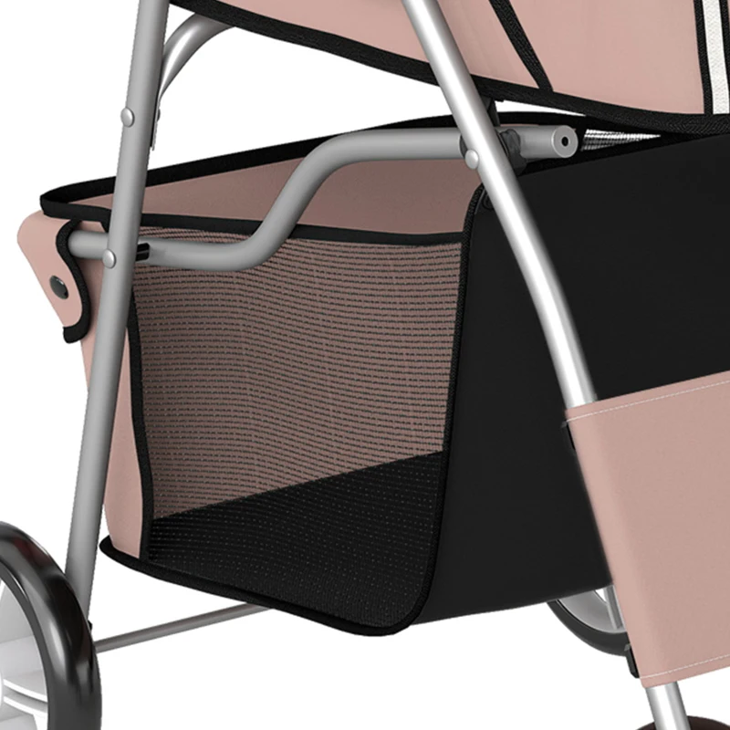 PawHut Pet Stroller for Dogs & Cats, Foldable Dog Stroller with Wheels, Reflective Strips, Brake, Pad and Basket, Coffee