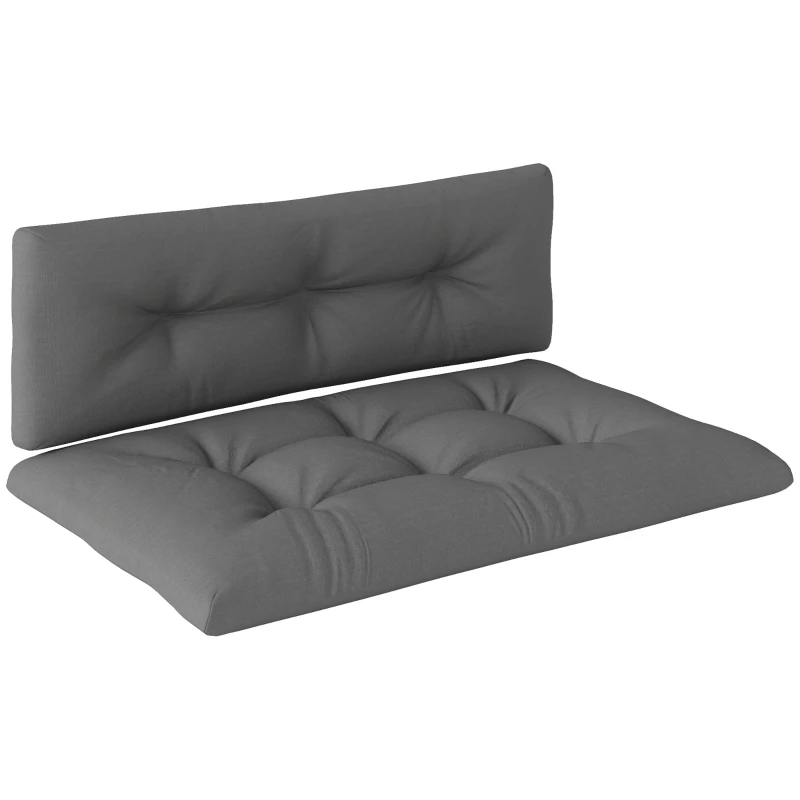 Outsunny 2 Seater Pallet Cushions Outdoor 3.9" Thick Replacement Cushions - Tufted Design for Garden, Patio, Dark Gray