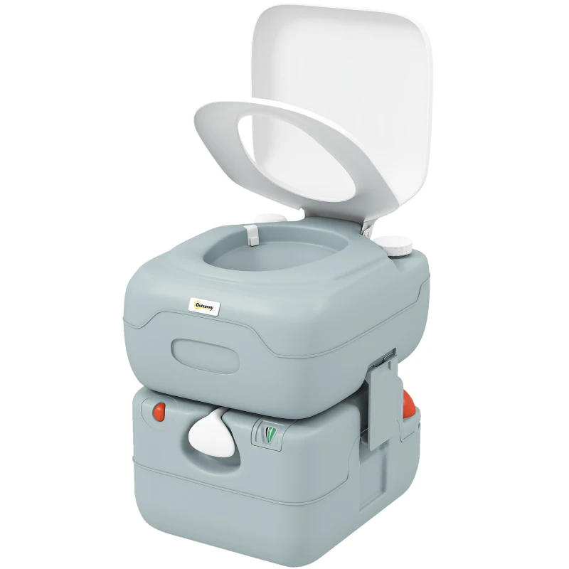 Outsunny Porta Potty, 5.8 Gallon Portable Toilet with Level Indicator and Anti-Leak Pump for Camping, Boating, Hiking, Travel, RV