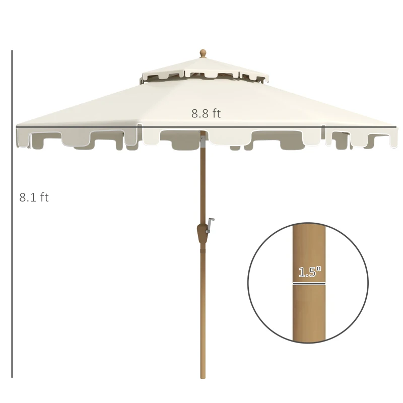 Outsunny 8.8' Patio Umbrella with Push Button Tilt and Crank, Cream White
