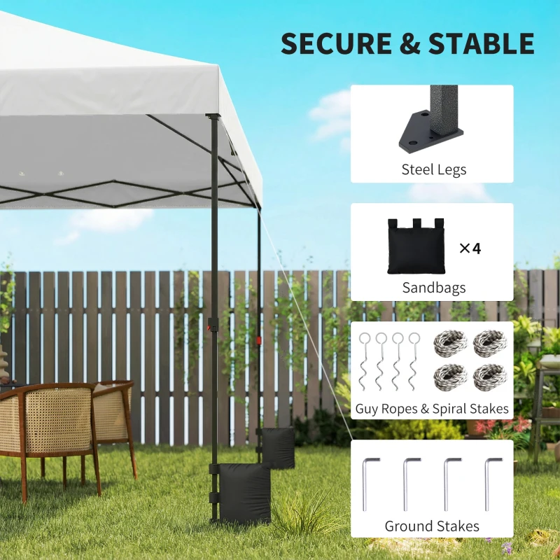 Outsunny 10 x 10 ft Pop Up Canopy Tent with One Push Setup, Outdoor Portable Instant Canopy Shelter w/ Roller Bag, White