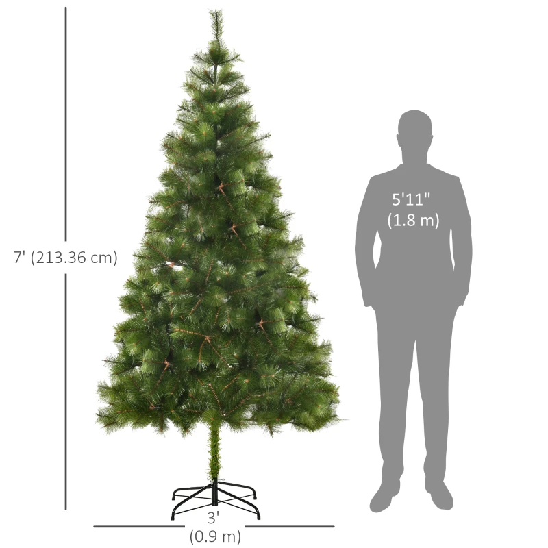 HOMCOM 7 FT Christmas Tree Artificial Pine Tree Christmas Decoration 505 Branches Green