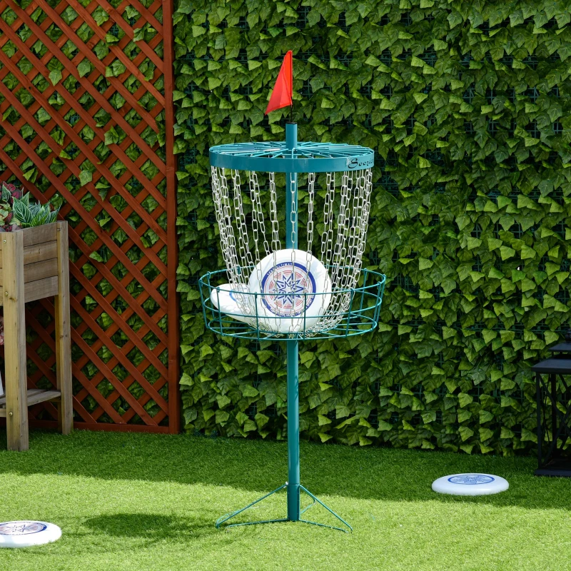 Soozier Portable Disc Golf Basket Target with 24-Chain, Travel Bag, Blue