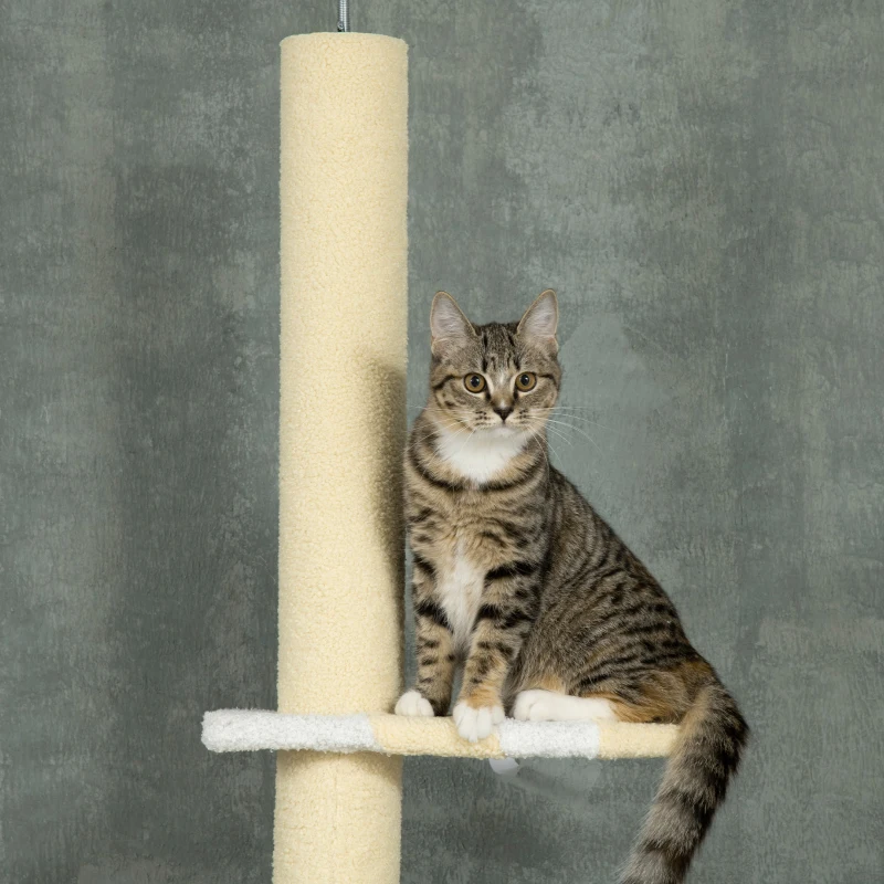 PawHut 4-Tier Floor to Ceiling Cat Tree Height Adjustable 87 -103 Inch