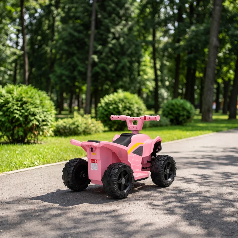 Qaba Kids ATV, 6V Battery Powered Kids Quad with 4 Wheeler, Handlebar Button Control, Max 1.2MPH, Max 55lbs Load, Light Pink