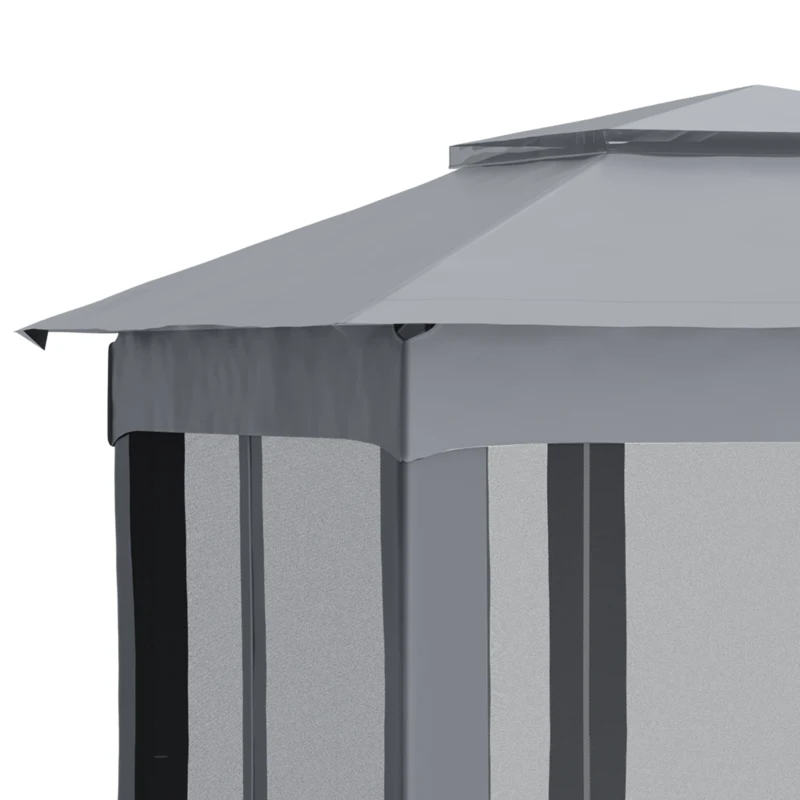 Outsunny 11' x 11' Pop Up Canopy, Outdoor Patio Gazebo Shelter with Removable Zipper Netting, Instant Event Tent w/ 114 Square Feet of Shade and Carry Bag for Backyard, Garden, Gray