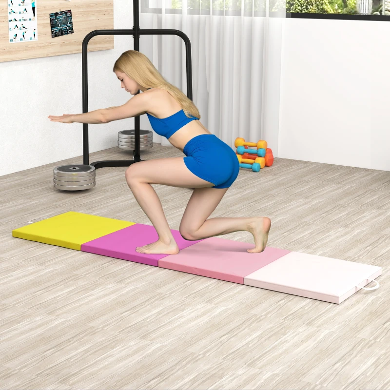 Soozier 8ft Folding Gymnastics Mat, Thick Exercise Mat with Carry Handles for Home Gym Yoga Aerobics Fitness Training