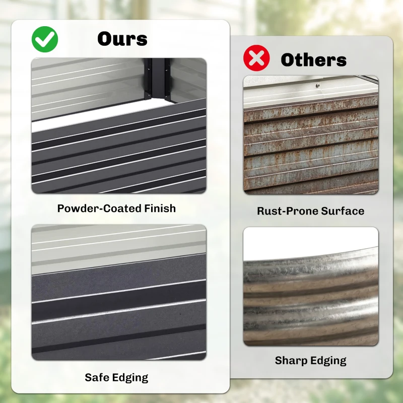 Outsunny 95" x 36" x 12" Galvanized Raised Garden Bed, Easy DIY and Cleaning for Growing Flowers, Herbs, Succulents, Gray