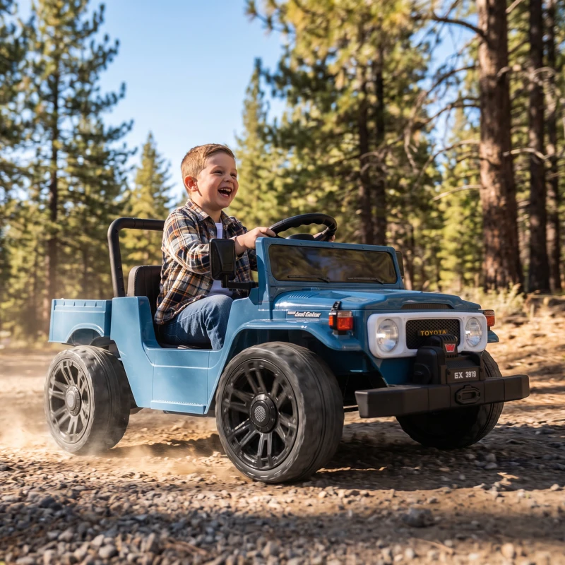 Qaba Licensed Toyota Pickup Ride on Truck, 24V Kids Electric Car with Dual Motors, Up to 3.7MPH for Kids 3-8 Years Blue