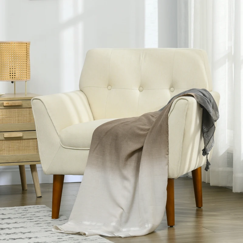 HOMCOM Traditional Accent Chair, Button Tufted Armchair with Wood Legs for Living Room, Bedroom, Beige