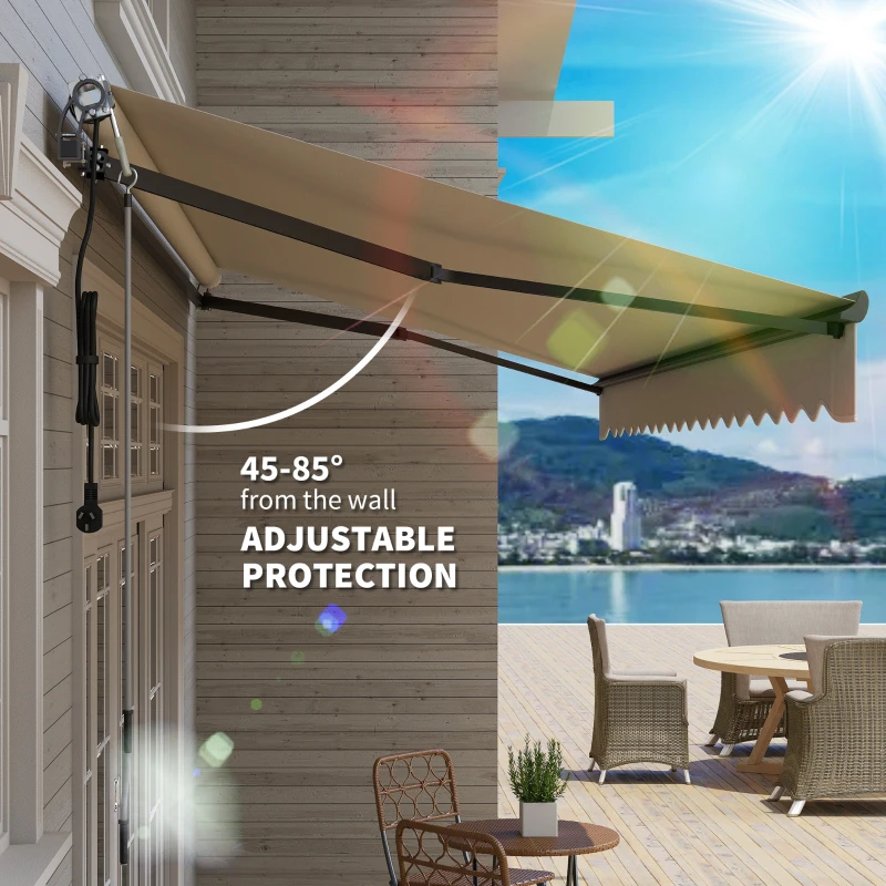 Outsunny 15' x 10' Electric Retractable Awning with Remote Controller, All Aluminum Frame Patio Awning, UV30+ Protection, White