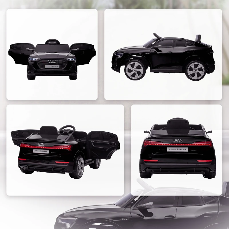 Aosom 12V Kids Electric Ride On Car, Audi E-tron, Battery Powered Toy with Parent Remote Control, Suspension System, Auxiliary Wheels, LED Lights, Music and Horn,  MP3 Player, Black