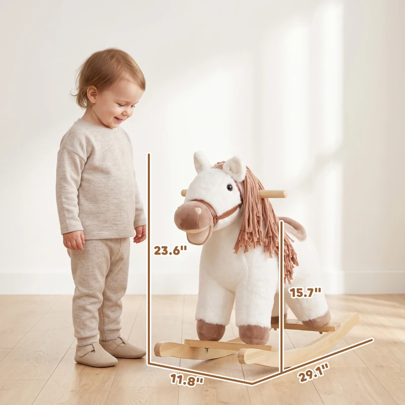 Qaba Baby Rocking Horse for Boys and Girls, Kids Rocking Horse with Realistic Sounds and Anti-Tip limiters