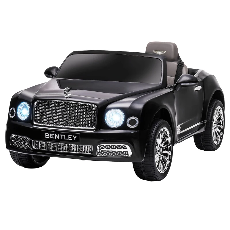 Aosom Bentley Mulsanne 12V Ride on Car, Battery Powered Car with Remote Control, Suspension, Startup Sound, LED Lights, MP3, Horn, Music, Forward and Backward, 2 Motors, Black