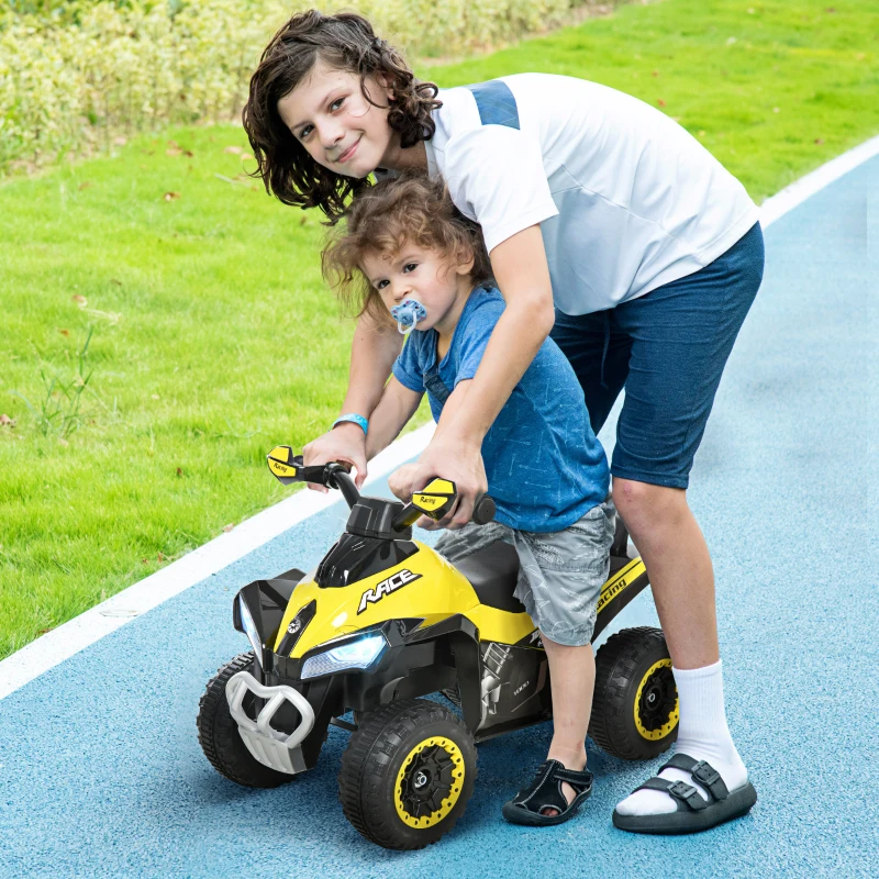 Aosom NO Power Kids Ride On Push Car, w/ Music, Lights for 1.5-3, Yellow