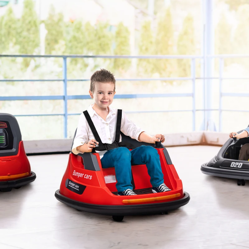 Aosom Bumper Car 12V 360° Rotation Electric Car for Kids, with Remote Control, Lights, Music, for 1.5-5 Years Old, Red