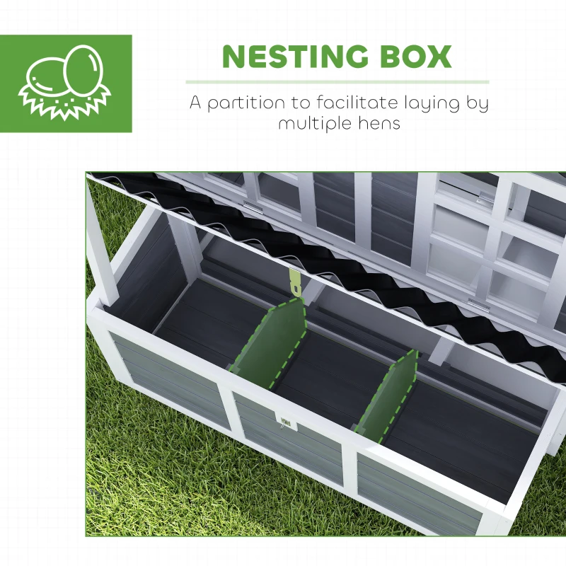 PawHut Wooden Chicken Coop with Nesting Box, Pull-Out Tray, Waterproof Roof, 39" Chicken House for 2-4 Chickens, Rabbits