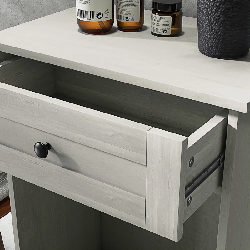 HOMCOM Kitchen Tilt Out Trash Bin Cabinet Free Standing Storage Cabinet with Drawer, Light Gray