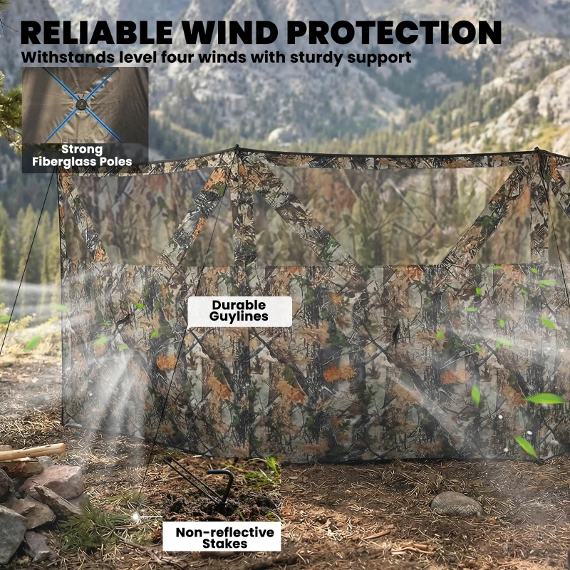 Outsunny Camping Hunting Blind, 3-Panel Blind See Through for Hunting Camping 176" x 58.3" Camouflage