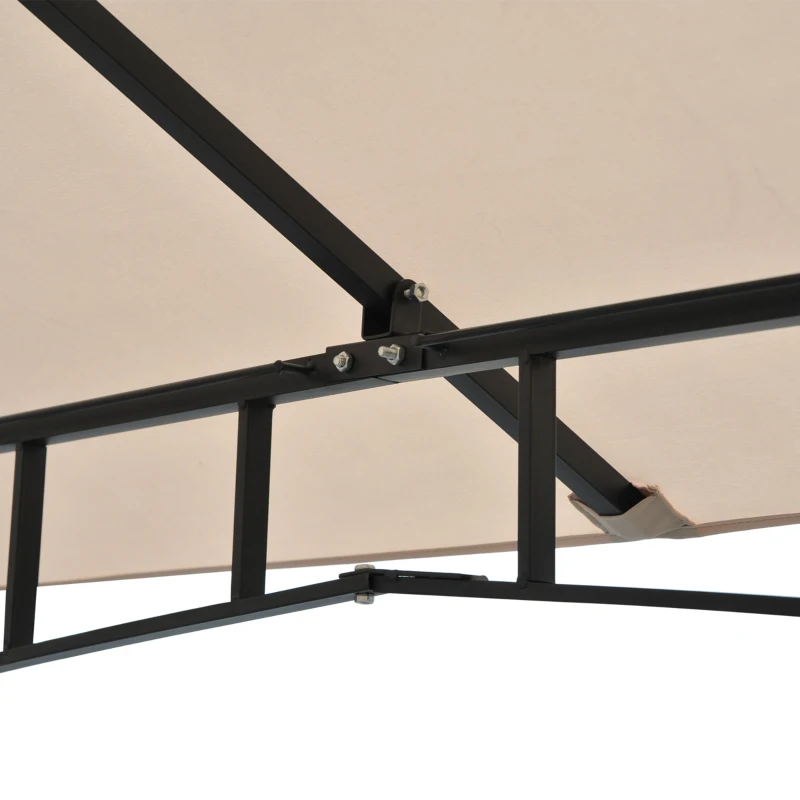 Outsunny 10' x 10' Outdoor Patio Gazebo Canopy Tent with Mesh Sidewalls, 2-Tier Canopy for Backyard, Beige
