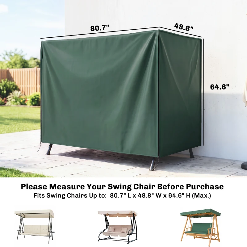 Outsunny Outdoor Patio Hammock Porch Swing Cover with UV, Water, & Dust Fighting Material, 81" x 49" x 65", Dark Green
