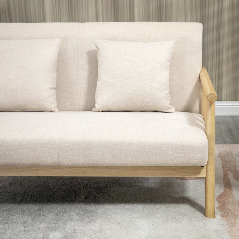 HOMCOM 48" 2 Seater Couch for Small Spaces, Modern Loveseat Sofa for Bedroom, Living Room Furniture, Small Couch, Beige