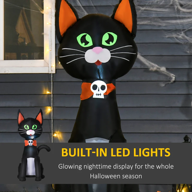 HOMCOM 4.1 ft Inflatable Halloween Black Cat,  Outdoor LED Lighted Yard Party Decoration, Waterproof