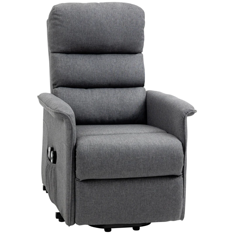 HOMCOM Electric Lift Recliner Massage Chair Vibration, Living Room Office Furniture, Gray