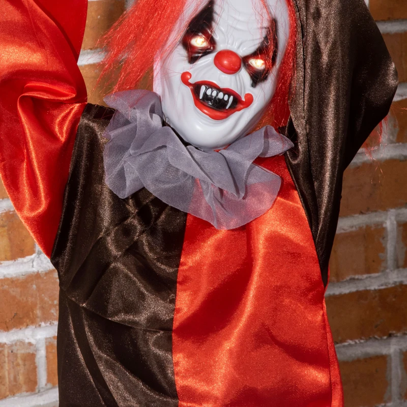 Outsunny 36" Outdoor Halloween Decorations Hanging Clown, Sound and Motion Activated Animated Prop, Animatronic Décor with Light Up Eyes, Circus Music