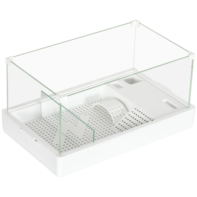 PawHut Glass Turtle Tank, Turtle Aquarium with Basking Platform and Filter Layer Design, Full View Visually Reptile Habitat, Easy to Clean and Change Water, Multi Functional Area
