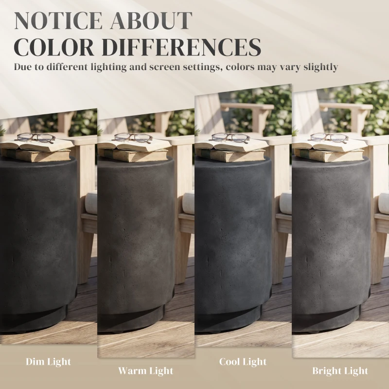 HOMCOM Lightweight Accent Table with Concrete Finish Round Side Table, Dark Gray
