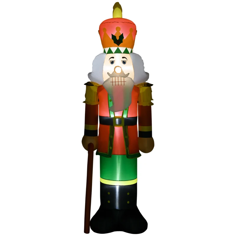 HOMCOM 8' Inflatable Christmas Nutcracker Soldier with 4 LED Lights, Blow-Up Outdoor LED Yard Display, Waterproof