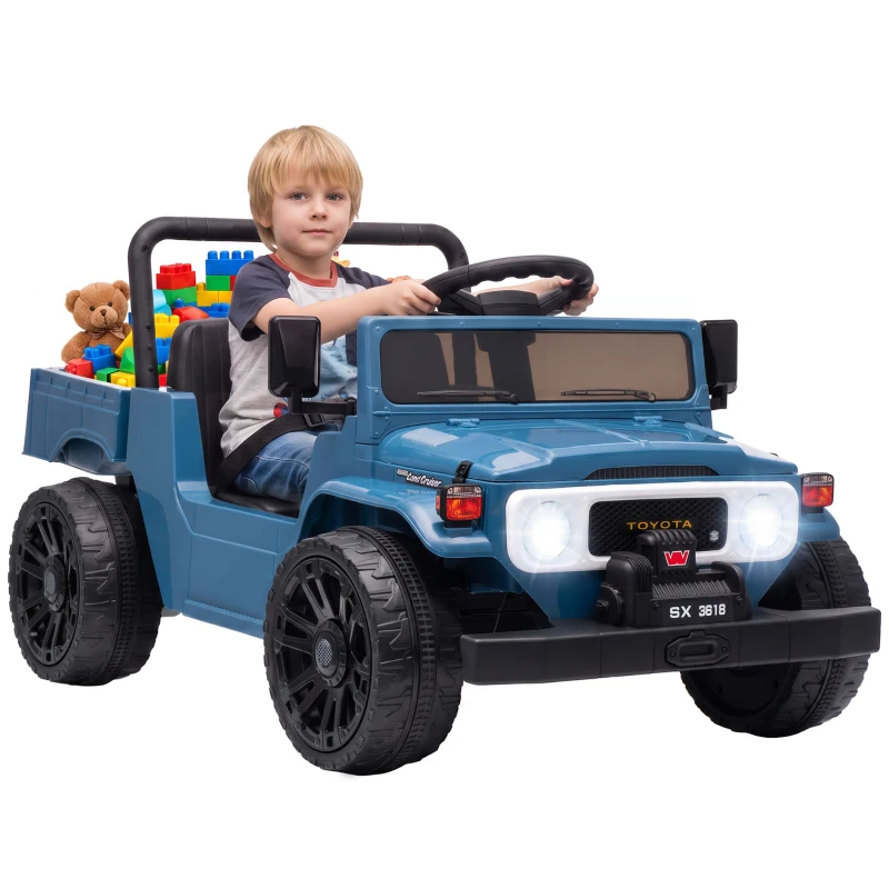 Qaba Licensed Toyota Pickup Ride on Truck, 24V Kids Electric Car with Dual Motors, Up to 3.7MPH for Kids 3-8 Years Blue
