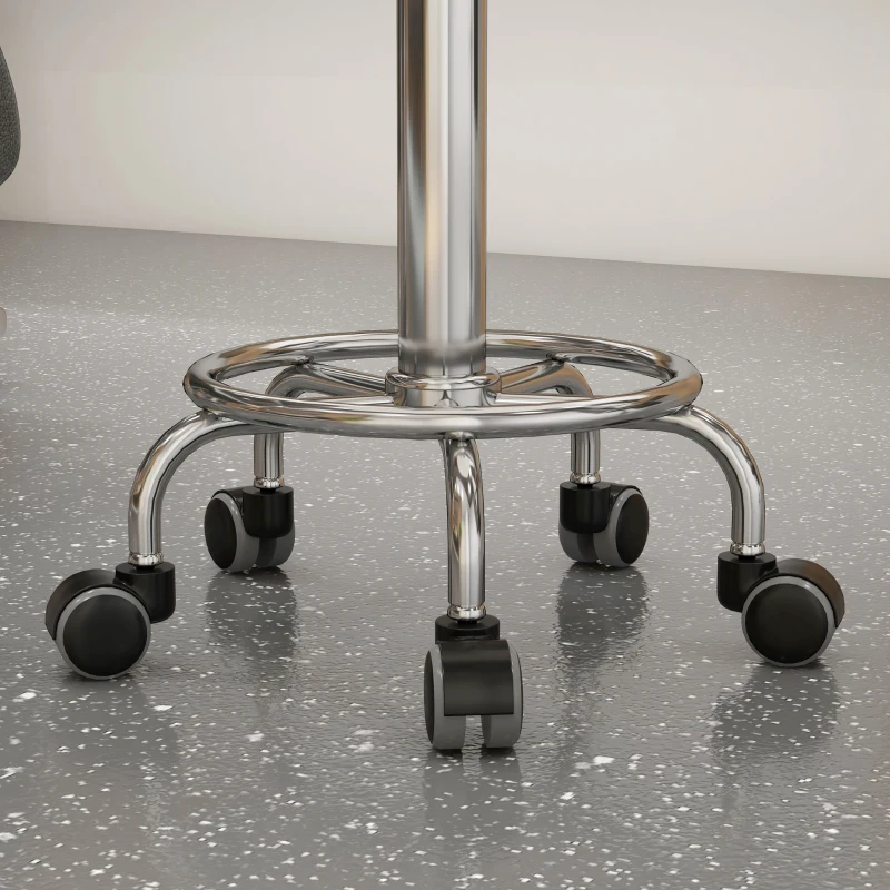 HOMCOM PU Leather Adjustable Stool, Rolling Saddle Stool with Wheels for Massage, Spa, Clinic, Beauty and Tattoo, White