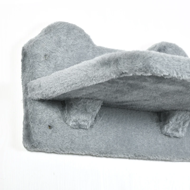PawHut Cat Wall Shelves, 3PCs Cat Shelves with Hammock, Scratching Post, 3 Steps, Jumping Platforms, Wall Mounted Cat Climber, Grey