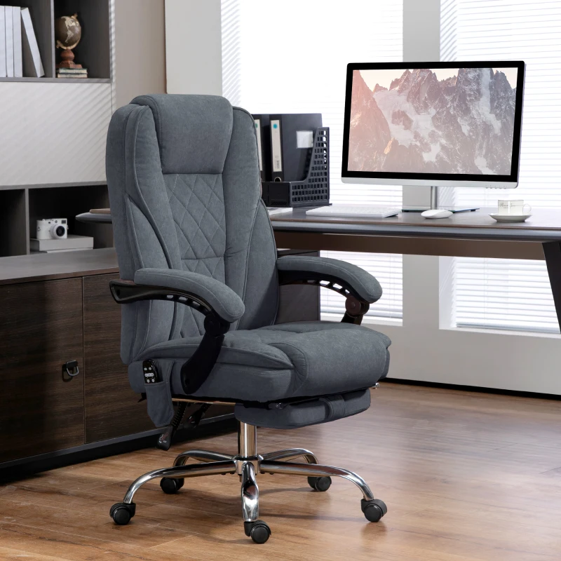 Vinsetto Massage Office Chair, Reclining Computer Chair with Adjustable Height and Footrest, Dark Grey