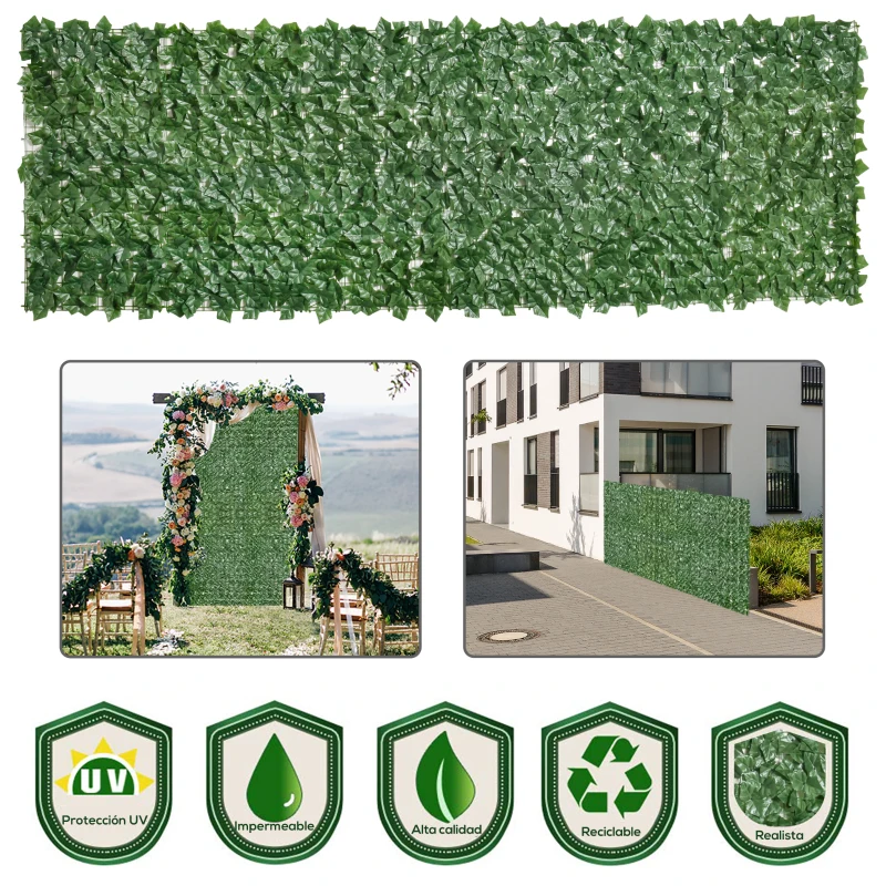 Outsunny Grass Wall Panels, 118" x 39" Artificial Grass Wall Decor, Greenery Backdrop Panels Wall, Dark Green