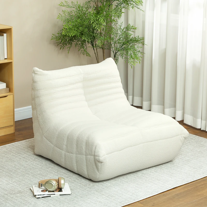 HOMCOM Bean Bag Chair for Adults, Giant Fireside Chair, Bean Bag Sofa with High Density Foam for Living Room, Cream White