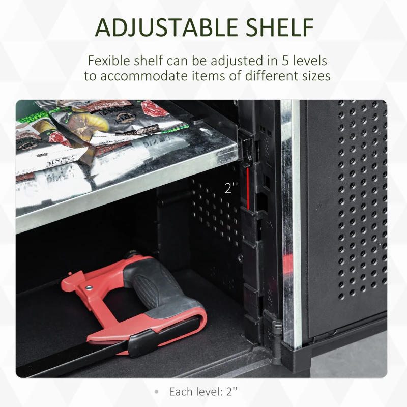 Outsunny Storage Sheds Outdoor Cabinet for Garden Tool with Adjustable Shelves, Ample Drawer with Waterproof PP & Galvanized Steel for Indoor/Outdoor Use