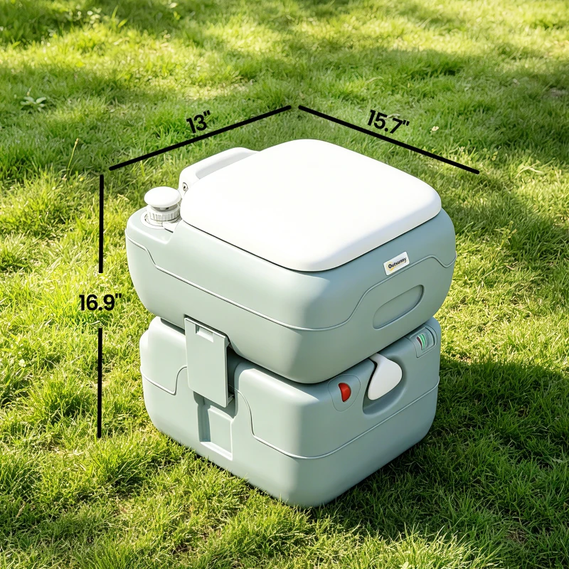 Outsunny Porta Potty, 5.8 Gallon Portable Toilet with Level Indicator and Anti-Leak Pump for Camping, Boating, Hiking, Travel, RV
