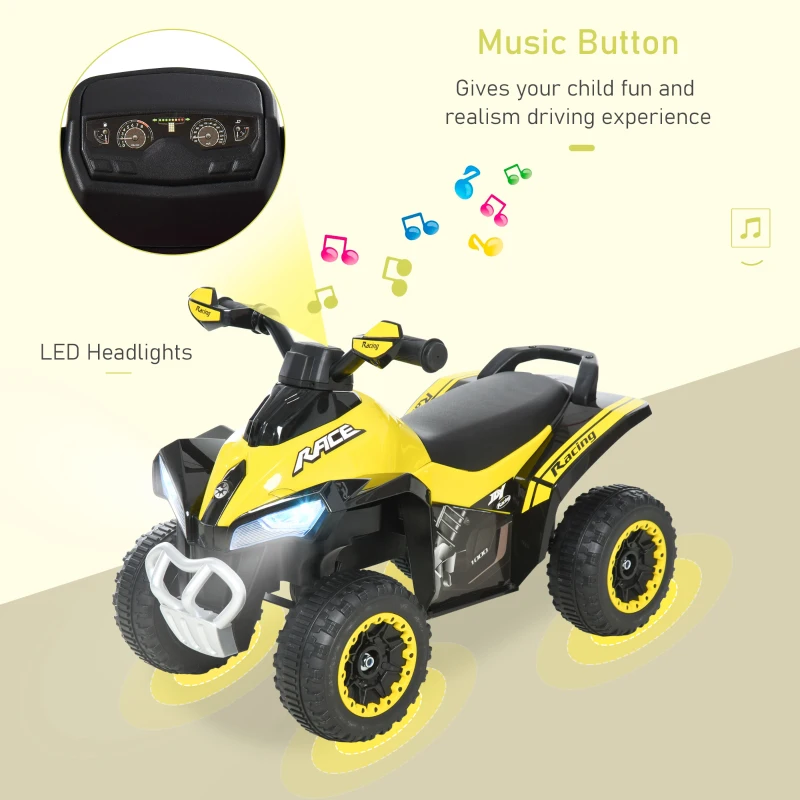 Aosom NO Power Kids Ride On Push Car, w/ Music, Lights for 1.5-3, Yellow
