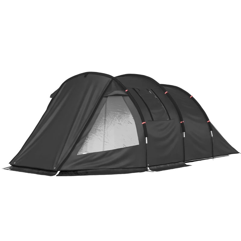 Outsunny 3-4 Person Easy Setup Cabin Tent with Two Room, Waterproof & UV30+ Camping Tent with Carrying Bag, Charcoal