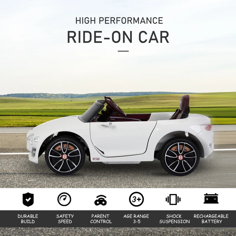Aosom Electric Toy Car 12V Licensed Bentley EXP12 Electric Vehicles w/ Parent Remote Control, White