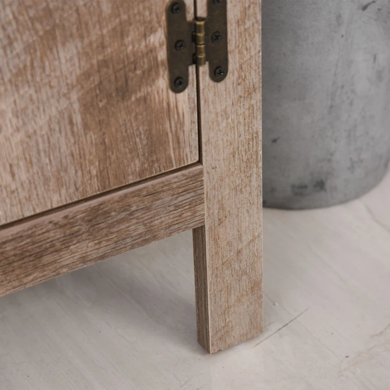 kleankin Pedestal Sink Storage Cabinet, Rustic Under Sink Cabinet, Bathroom Vanity Cabinet with Double Door Space Saver Organizer, Barnwood