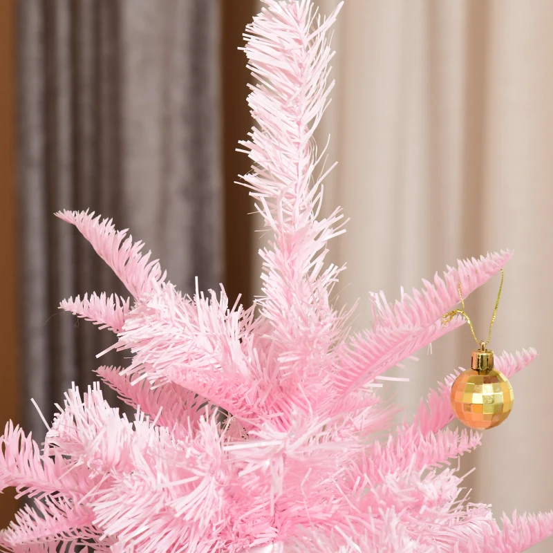 HOMCOM 5FT Artificial Christmas Tree Holiday Xmas Tree Decoration with Automatic Open for Home Party, Pink