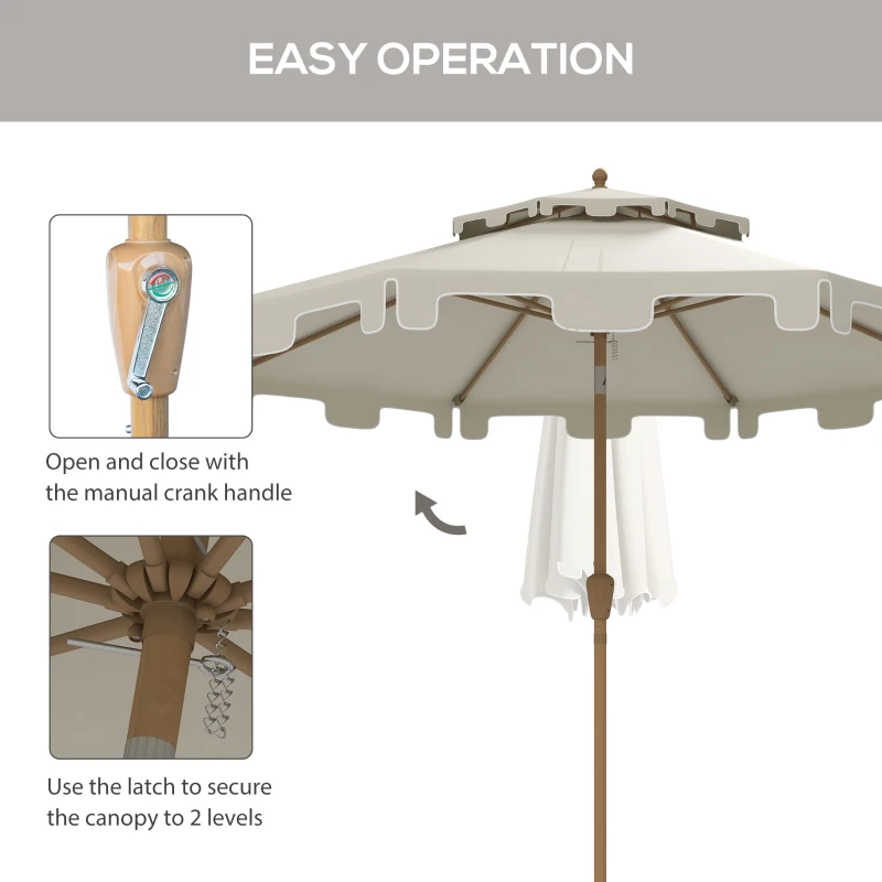 Outsunny 8.8' Patio Umbrella with Push Button Tilt and Crank, Cream White