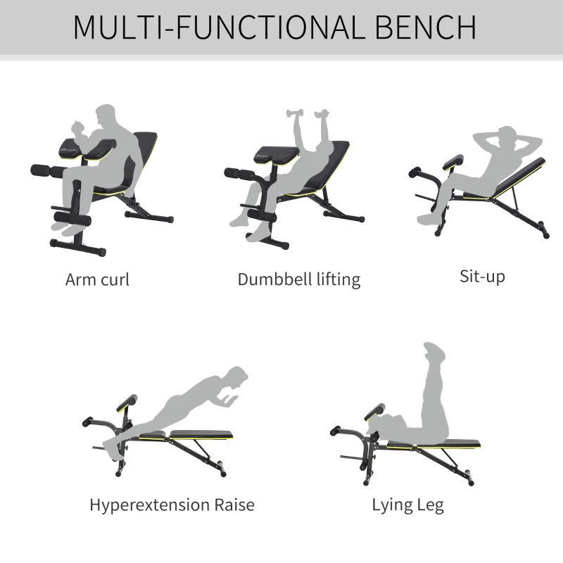 Soozier Adjustable Workout Bench with Leg Extension and Curl, Ergonomic Foam, Dumbbell Bench for Home, Comfortable Padding