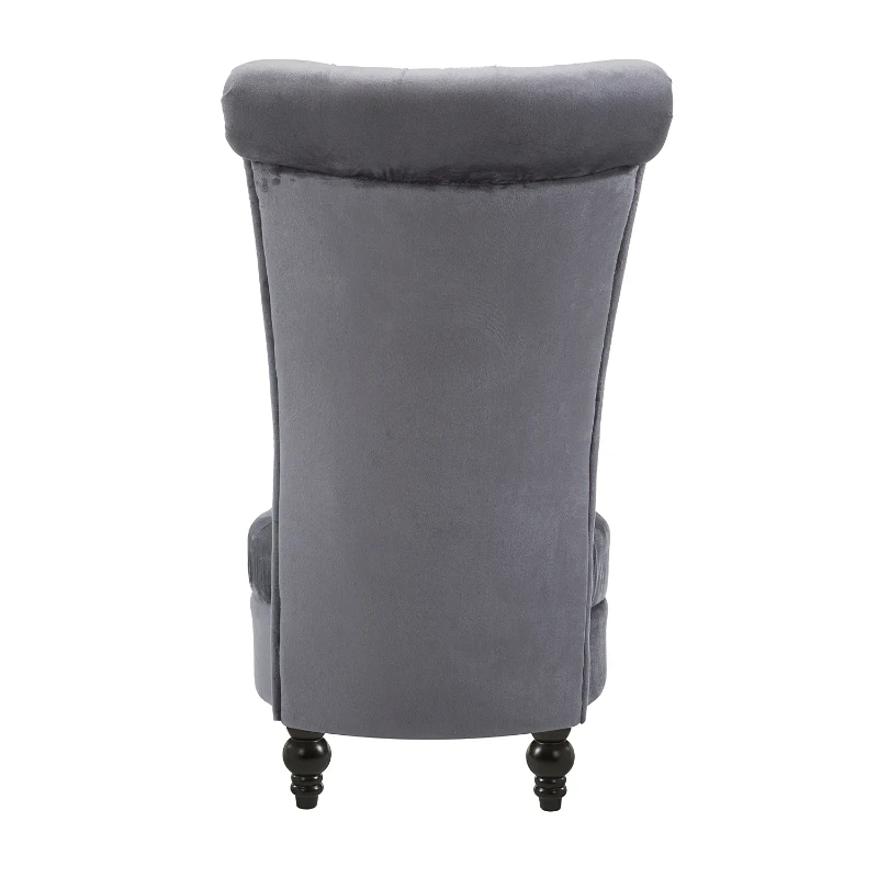 HOMCOM Retro High Back Armless Accent Chair, Fabric Upholstered Tufted Chair for Living Room, Dining Room and Bedroom, Gray