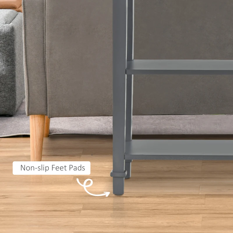 HOMCOM Modern Style Sofa Console Entry Hallway Table with Drawer and Shelves, Sturdy Build, and Large Storage, Grey