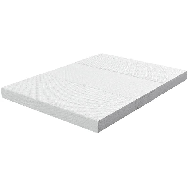 HOMCOM Foldable Mattress Queen Size, 6 Inch Tri Fold Memory Foam Mattress with Washable Cover & Non-Slip Bottom, 60" x 80" x6"